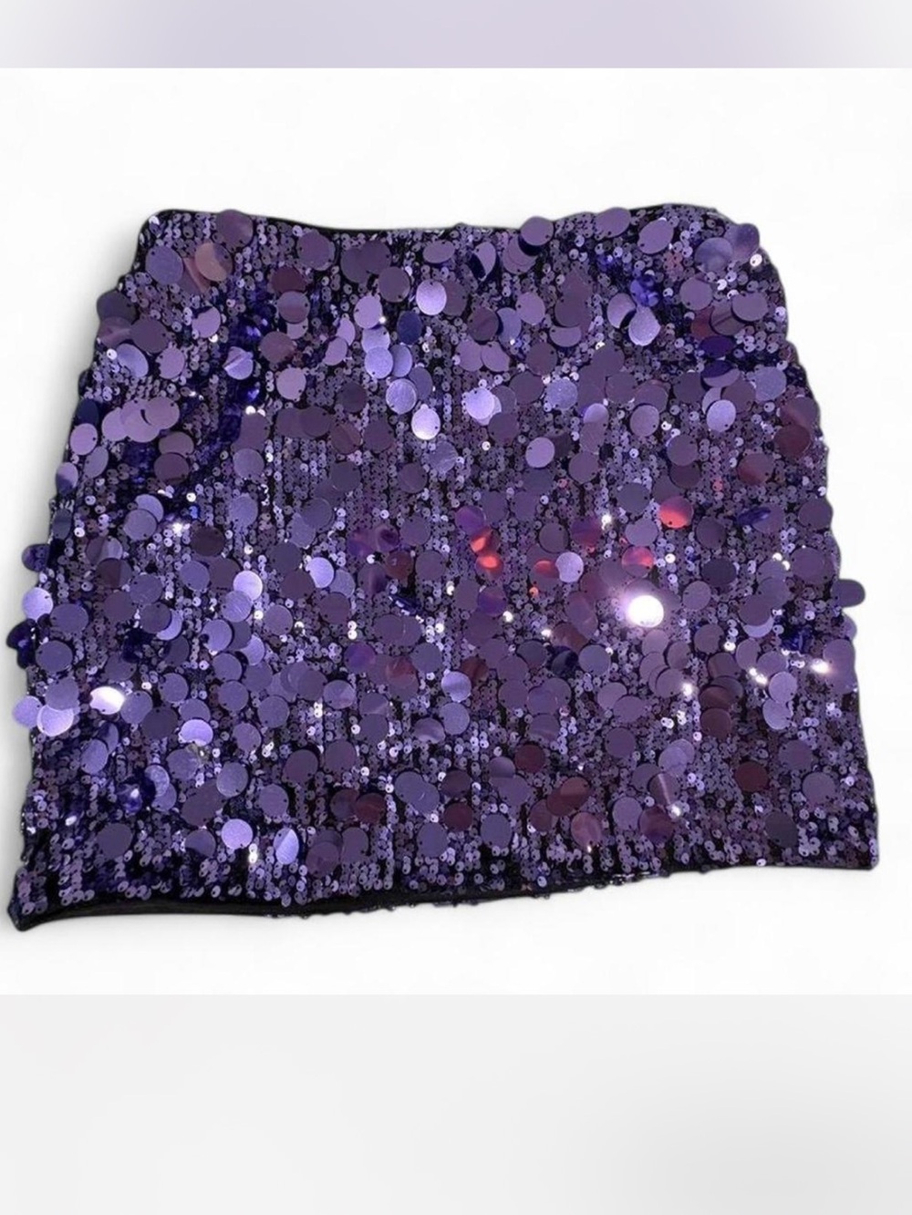 Y2K 90s Going Out Bodycon Purple Sequin Miniskirt Med Disco Glam Party  Festival